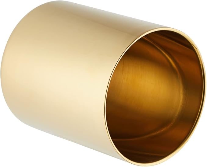 Juvale Desk Organizer Pen & Pencil Holder - 3.2 x 3.9 in, Gold Stainless Steel - Desk Supply Organizer with Gold Pen Cup, Makeup Brush Cup & Vanity Brush Holder