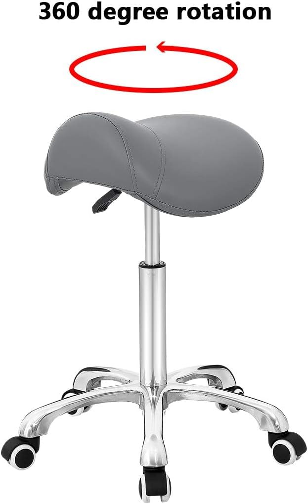 Antlu Saddle Stool Rolling Chair for Office Massage Salon Kitchen Spa Drafting,Adjustable Hydraulic with Wheels (Grey)