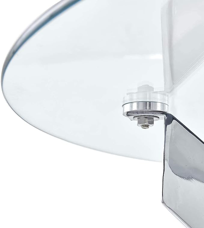 Round Tempered Glass Dining Table for 2-4 with Chromed Legs, 35.5 in Modern Small Kitchen Table for Kitchen Dining Room (White/Silver)