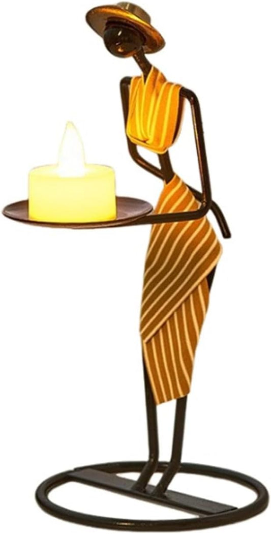 Notart Art Gallery | Creative African Tribal Lady Candle Holders, Tribal Lady Candle Holder Centerpieces, Iron Candlestick Holders for Home, Bar,Dining Table Decor, Personalizable Style Shelf Décor