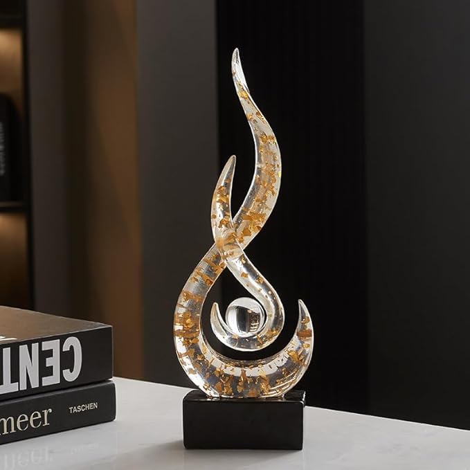 Modern Abstract Art Table Decoration,Resin Gold Statue Modern White Ornaments for Living Room Great Gift Idea Home Decor 5 * 2.5 * 10.5 inch,Collectibles