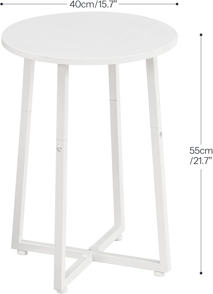HOOBRO Side Table, Round End Accent Table with Sturdy Metal Pedestal, 15.7" Round Nightstand, for Living Room, Bedroom, Balcony, Office, White WW95BZ01