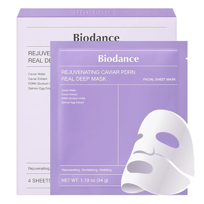 BIODANCE Rejuvenating Caviar PDRN Real Deep Mask, Overnight Hydrogel Mask, Skin Firming & Radiance Boost, Enhancing Recovery for All Skin Types, Korean Skincare | 1.19oz(34g) x 4ea