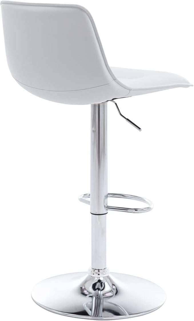 Brage Living Adjustable Bar Stools Set of 2, Modern PU Leather Swivel Counter Height Barstools with Back, Armless Airlift Curved Bar Chairs for Kitchen Dining Cafe (Pearl White)