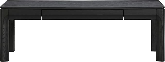 NTC Flow Modern Wooden Rectangle Coffee Table with Hidden Drawer – Waterproof & Heat Resistant, Burnt Black