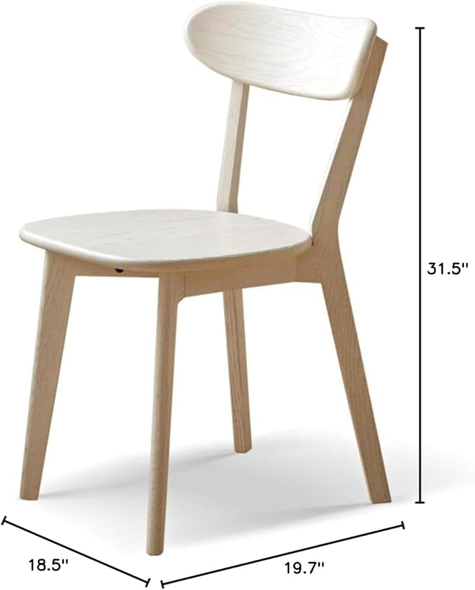100% Solid Oak Wood Dining Room Chairs - Practical Kitchen Chairs - Wood Chair for Dining Room, Kitchen (1, White)