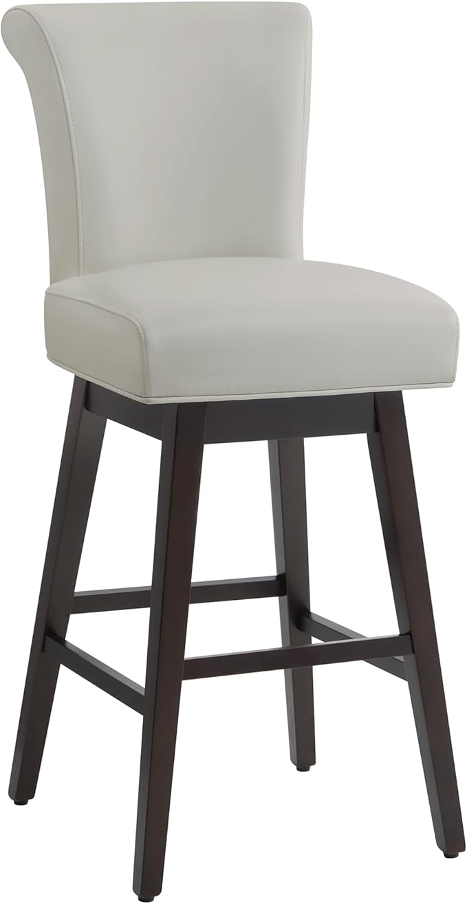 CHITA 30 Inch Counter Height Swivel Bar Stools Set of 2, FSC Certified Modern Upholstered Faux Leather Swivel Barstool Chairs with Back, Creamy Grey