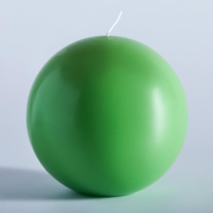 MOZEAL Hand-Poured, 6 Inch Green Large Round Ball Candles - Elegant Green Round Pillar Candles, Dripless, Unscented, Smokeless, Ideal for Spring Celebrations.