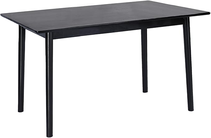 DELAVIN 59" Large Solid Wood Dining Table for 4-6 People, Mid Century Modern Oak Dining Room Table, Farmhouse Rectangular Kitchen Table for Dining Room, Living Room, Easy Assembly, Black