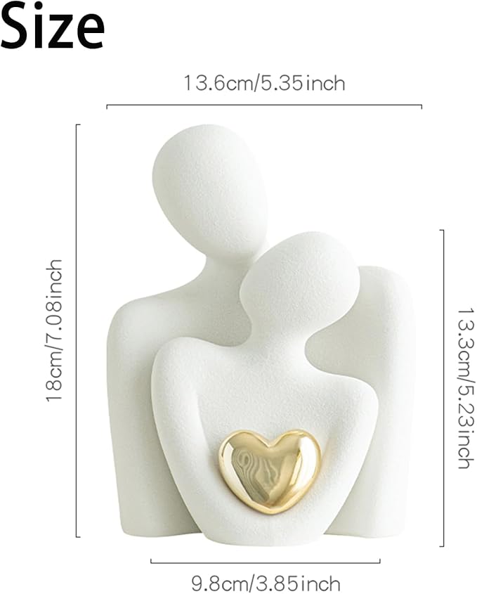 Ceramic Couple Statue - Modern Shelf Decor Knick Knacks for Shelves, Valentine's Day Wedding Gifts, Home Decor for Living Room, Bedroom, Bookshelf & TV Stand (L)