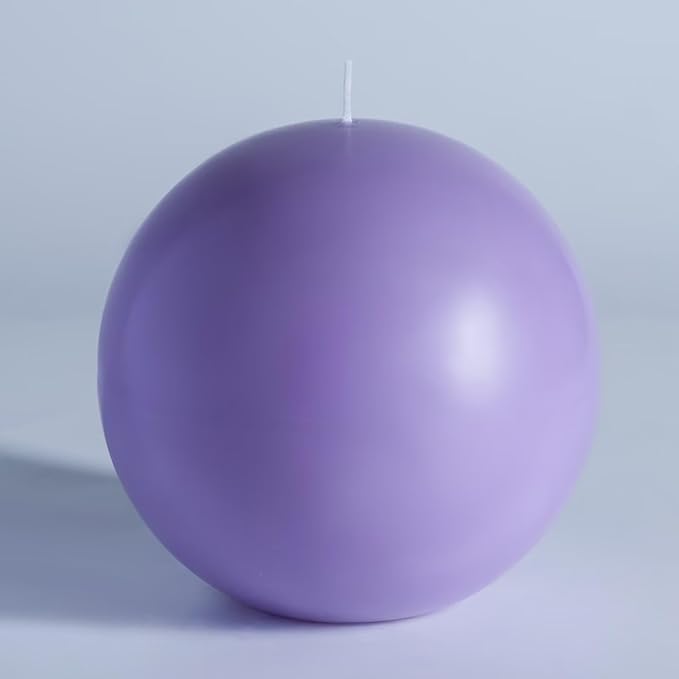 MOZEAL Hand-Poured, 6 Inch Lavender Large Round Ball Candles - Elegant Lavender Round Pillar Candles, Dripless, Unscented, Smokeless, Ideal for Spa and Relaxation Themes.