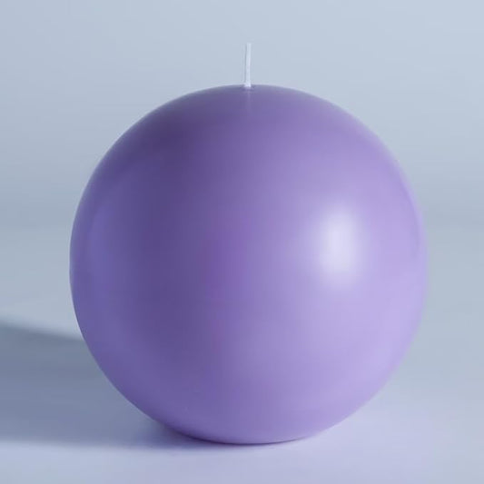 MOZEAL Hand-Poured, 6 Inch Lavender Large Round Ball Candles - Elegant Lavender Round Pillar Candles, Dripless, Unscented, Smokeless, Ideal for Spa and Relaxation Themes.