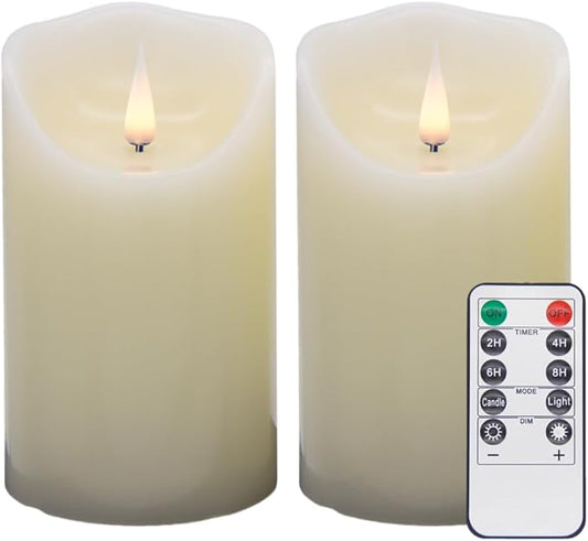 Flameless LED Candles (Ivory, Set of 2 (5 Inch)