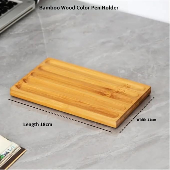 Pen holder Organizer of Office desks,Walnut Desk Pen Stand,Wave Pen Tray Accessory,Teacher Gifts,Suitable for School,Home,Desktop Art Accessories (Log, 5 Grid)