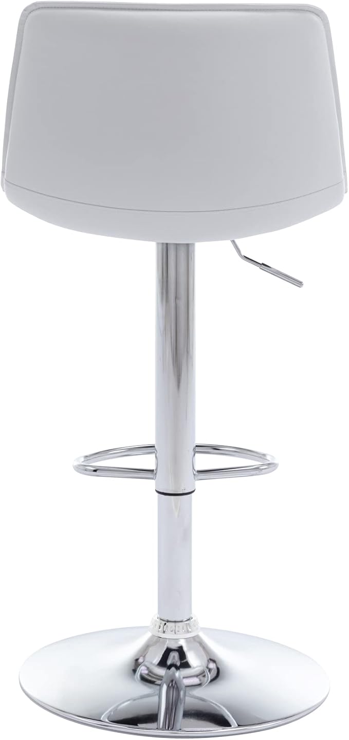 Brage Living Adjustable Bar Stools Set of 2, Modern PU Leather Swivel Counter Height Barstools with Back, Armless Airlift Curved Bar Chairs for Kitchen Dining Cafe (Pearl White)