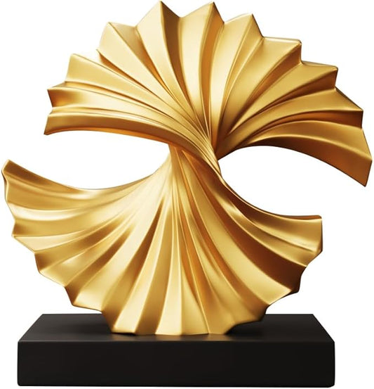 Golden Wave Resin Origami Statue Modern Abstract Home Decoration Emphasizes Abstract Office Desk Carving Table Family Bedroom Living Room Garden Office Golden Stripe Decoration (D)