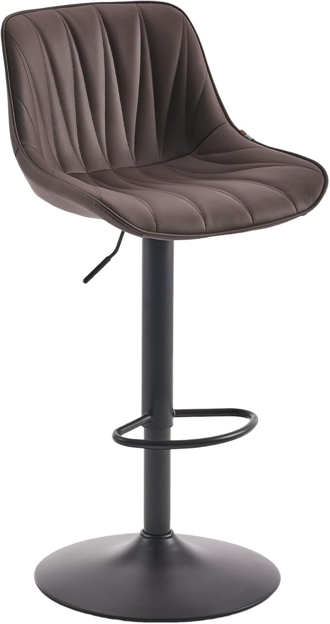 YOUNIKE Bar Stools Set of 2, Faux Leather Padded Bar Stool Counter Height Swivel Bar Chairs, Adjustable Barstools with Back for Kitchen Island, Modern Tall Bar Stools with 300LBS Support, Brown