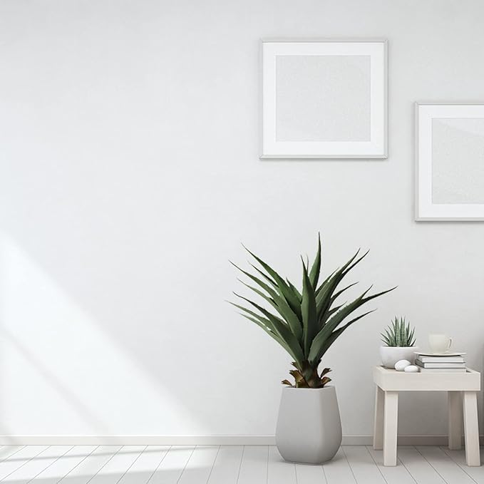 Damomo 27 Inch Sansevieria Feaux Plants Agave Snake Plant Barbed Artificial Fake Green Plastic Sword Potted Greenery Decoration Office/Garden/Indoor