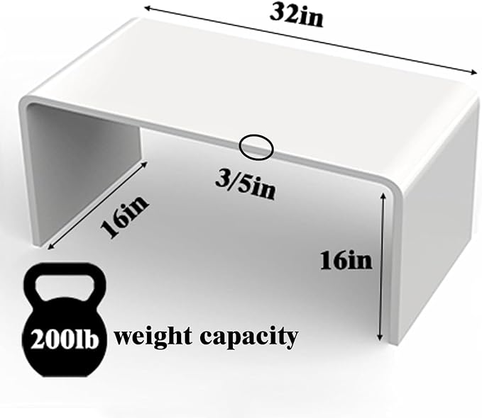 32 Inch Ceramic-Gloss White Waterfall Rectangle Coffee Table,Morden Afternoon Tea Table, Stubborn Stains Resistance,Easy Clean, Middle Size Table(32 * 16 * 16) fit for 2 seat Sofa