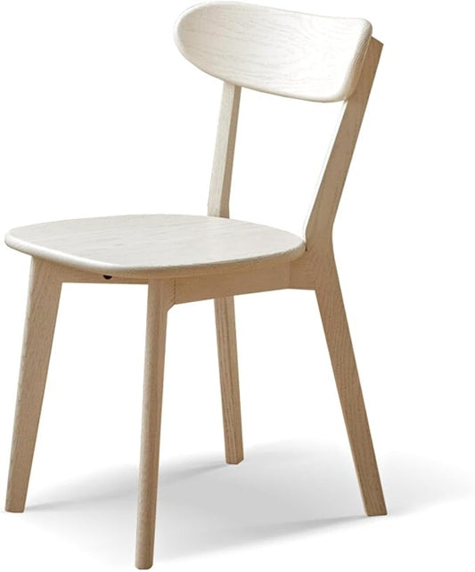 100% Solid Oak Wood Dining Chairs,Mid Century Modern Dining Chairs with Rounded Backrest,Kitchen,Dining Room Chairs Set of 1/2/4 (1, White Color)