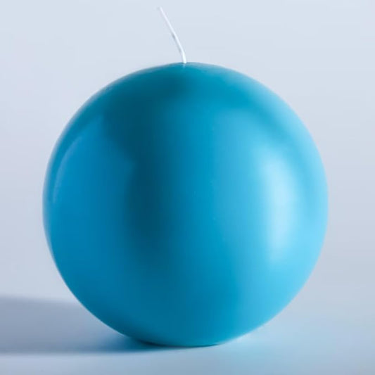 MOZEAL Hand-Poured, 6 Inch Turquoise Large Round Ball Candles - Elegant Turquoise Round Pillar Candles, Dripless, Unscented, Smokeless, Ideal for Summer Parties.