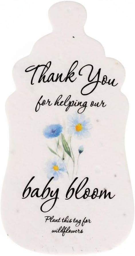 Plantable Bottle Shaped Seed Paper – 15 Blue Baby Shower Favors for Guests with Wildflower Seeds, Baby Shower Gifts for Guest