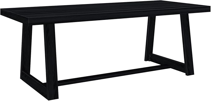 Plank+Beam 84 Inch Farmhouse Dining Table, Solid Wood Rustic Kitchen Table, Large Wooden Rectangular Dinner Table for Dining Room, Home Office, Living Room Furniture, Easy Assembly, Black Wirebrush