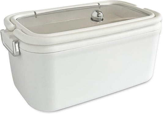 Large Pen Organizer with Lid, White Desk Accessories Storage Box for Home Office Organization, Plastic Crafts Case with Handle for Marker, Pencils, Stationery, Greeting Cards, Envelopes