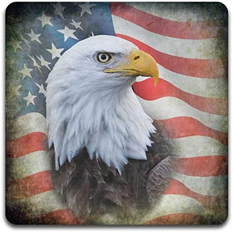 American Eagle Square Coaster Set - Made of Recycled Rubber - Set of 4