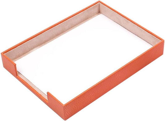 Leather Document Tray - Desk Organizer-Office Accessories - Desk Accessories-Office Supplies - Office Organizer - Office Gifts (Orange)