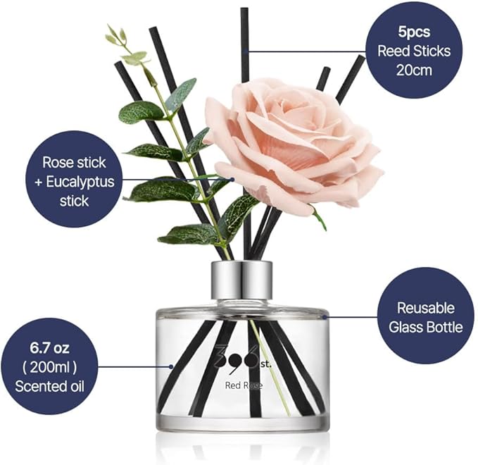 396 st. Rose Flower Reed Diffuser, Vanilla Lavender, 200ml(6.7oz) / Reed Diffuser Sets, Home Fragrance, Scented Oils, Home & Bathroom Décor