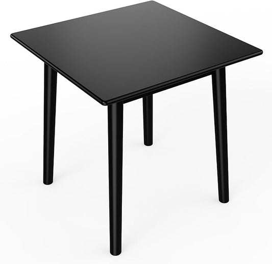 DELAVIN 29.5" Solid Wood Dining Table, Modern Small Dining Table, Square Farmhouse Kitchen Table, Cafe Table for Living Room Dining Room, Easy Assembly, Black