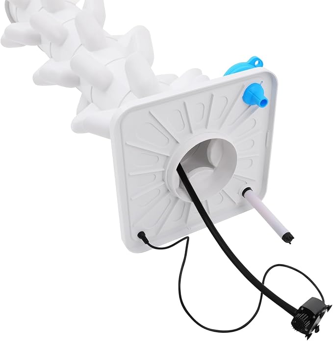 7-Tier Hydroponic Growing Tower, 35-Plant Indoor Gardening System w/Automatic Water Circulation, Vertical Aeroponic Tower Garden for Herbs, Vegetables, Fruits (White, 35-Plants)