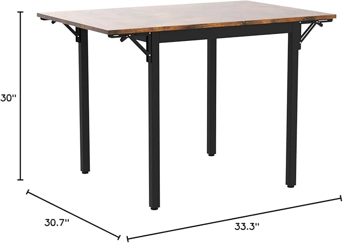 VASAGLE Folding Dining Table, Drop Leaf Extendable, for Small Spaces, Seats 2-4 People, Industrial, 33.3 x 30.7 x 30 Inches,Brown