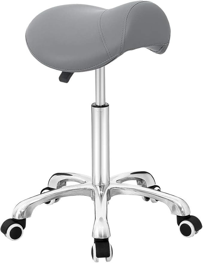 Antlu Saddle Stool Rolling Chair for Office Massage Salon Kitchen Spa Drafting,Adjustable Hydraulic with Wheels (Grey)