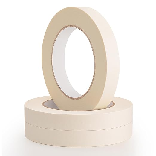 KICNIC White Masking Tape 3 Pack, General Purpose Painter's Tape 0.7inch x 60yard, 180 Yards Total, Beige Crepe Paper Tape for Painting, Labeling, Packing, Craft, Art