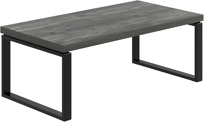 EXCEFUR Modern Coffee Table, Rustic Wood and Metal Center Table for Living Room, Industrial Rectangle Cocktail Tea Table for Home Office, Vintage Grey, 47 Inch