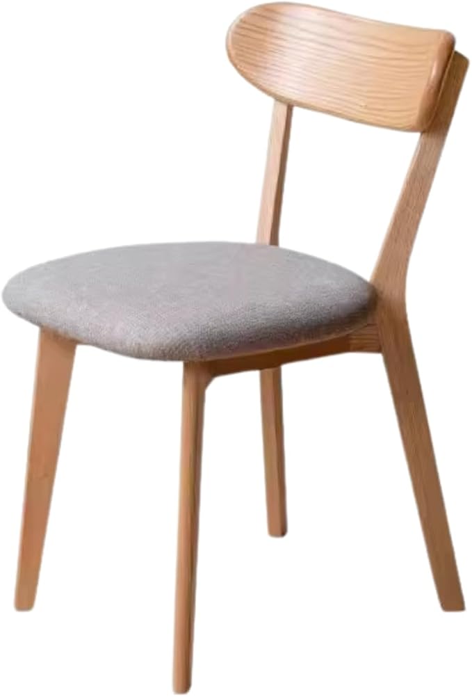 100% Solid Oak Wooden Dining Chairs - Practical Kitchen Chairs with Upholstered Cushion - Wood Chair for Dining Room, Kitchen (1, Natural with Grey Cushion)