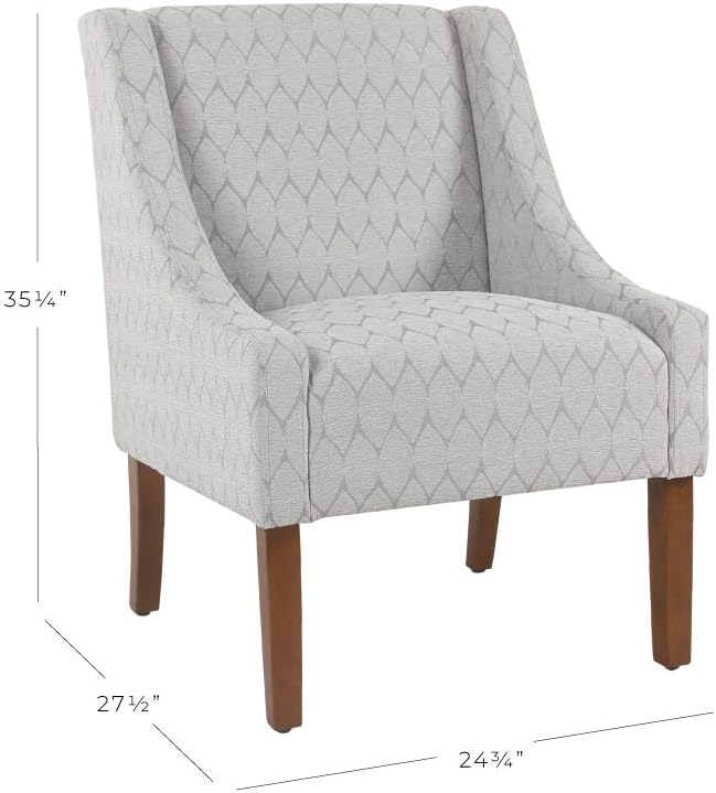 Homepop Home Decor | Upholstered Classic Swoop Arm Accent Chair | Accent Chairs for Living Room & Bedroom | Decorative Home Furniture, Gray Leaf