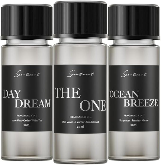 Hotel Diffuser Oil Discovery Kit | Inspired by 1 Hotel® Ritz-Carlton® & Luxury Hotel Scents | Aromatherapy Oils with Notes of Cardamom, Tuscan Leather, and Sandalwood (20ml, Top 3 Scents)