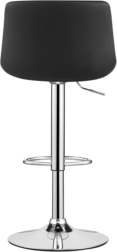 MINCETA Bar Stools,Modern Upholstered Swivel Stool with Back for Bar and Counter Height, Adjustable Height 24" to 34",Set of 2,PU in Black
