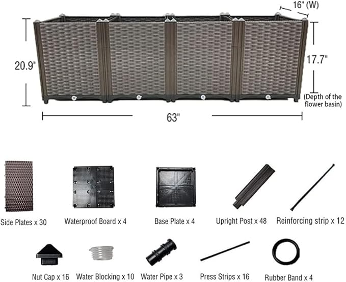 Large Planters for Outdoor Plants Raised Garden Bed Elevated Rectangular Garden Box Kits for Gardening, Vegetables, Flowers and Herbs in Backyard Patio Balcony