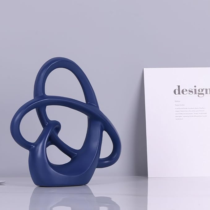 QIANLING Blue Knot Statue Decor - Modern Sculptures Home Decor, Resin Abstract Decor Art Accent,Blue Centerpieces for Living Room, Bedroom, Bathroom, Office, Shelf, Mantel - Wedding, Coffee Table