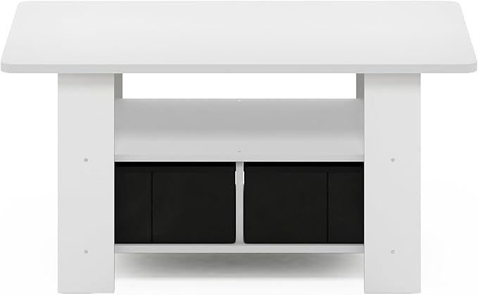 Furinno Andrey Coffee Table with Bin Drawer, White/Black
