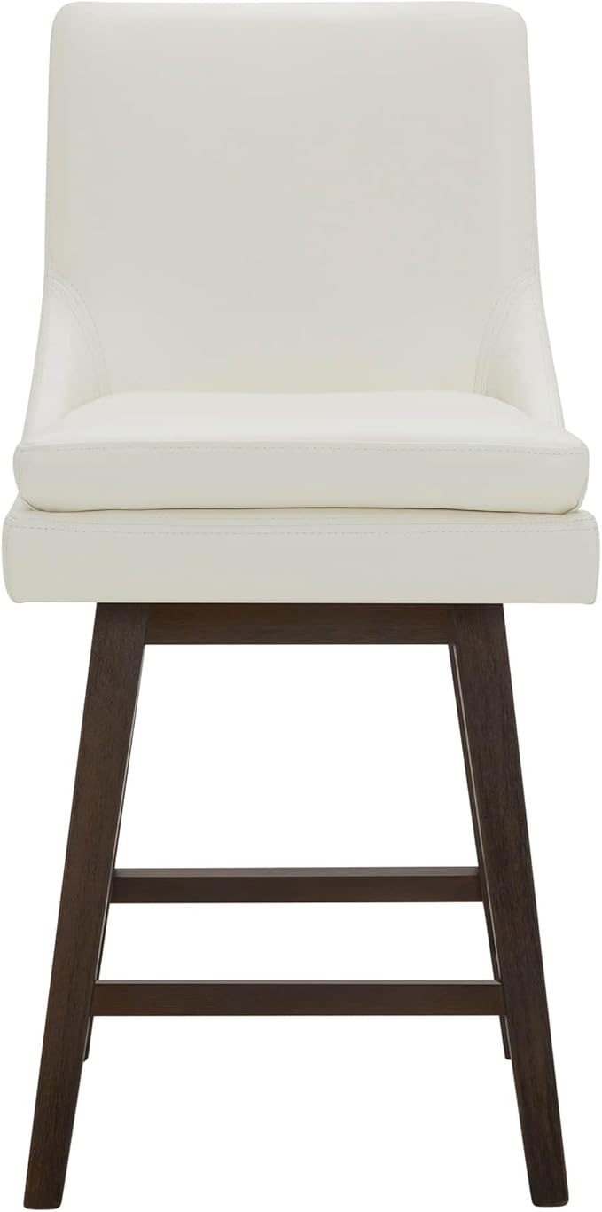 CHITA Counter Height Swivel Barstool, FSC Certified Upholstered Bar Stool, 26.8" H Seat Height, PU Leather in Pure White