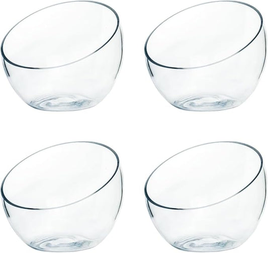 Craft And Party, Slantted Glass Cut Bubble Bowl, 6" Height x 7" Width Slantted Bubble vase for Terraium, Flower vase Centerpiece, Set of 4