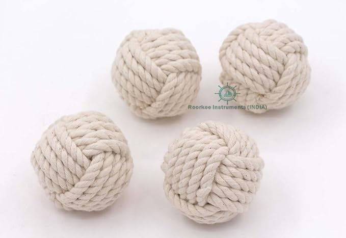 Set of 6 Decorative Nautical Cotton Rope Balls – 2 Inch Each – Handmade Rustic Knot Spheres – for Coastal Home Decor, Bowl Fillers, Tray Styling, Wedding Centerpieces, or Housewarming Gift Idea