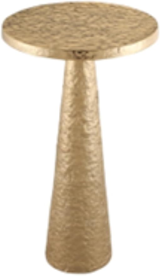 OBJET D'ART Small Round Gold End Tables, Set of 2, Esther, 21" Height, Vintage Metal Accent, Side, Pedestal, Coctail and Drink Tables for Living Room and Small Spaces