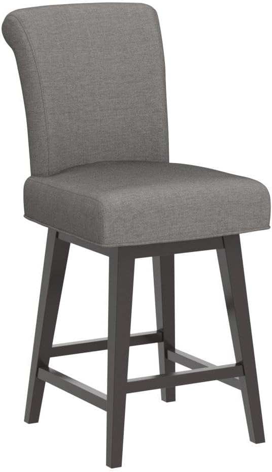 CHITA 26 Inch Counter Height Swivel Bar Stools Set of 2, FSC Certified Modern Fabric Swivel Barstool Chair with Back, Flint Grey
