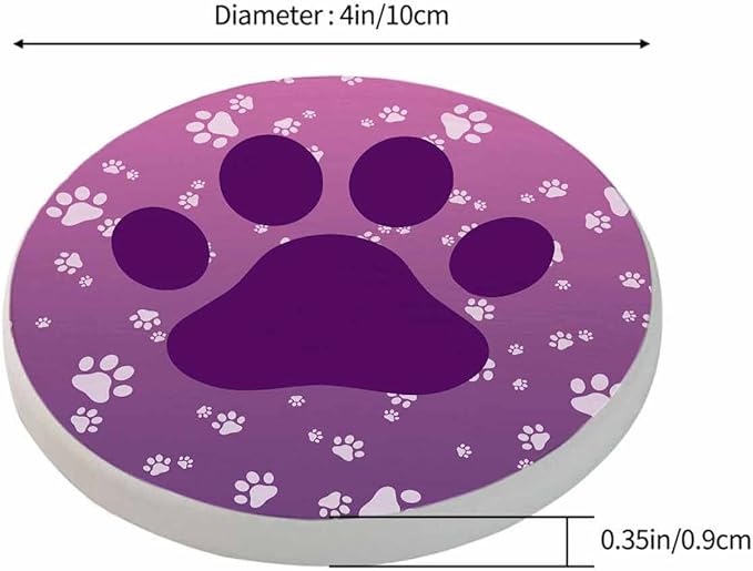 Big Dog Paw Coasters for Drinks 2 Pack Little Animal Puppy Cat Kitten Paws Print Design Gradient Purple Tabletop Protection Kitchen and Coffee Table Décor & Accessories,Set of 2